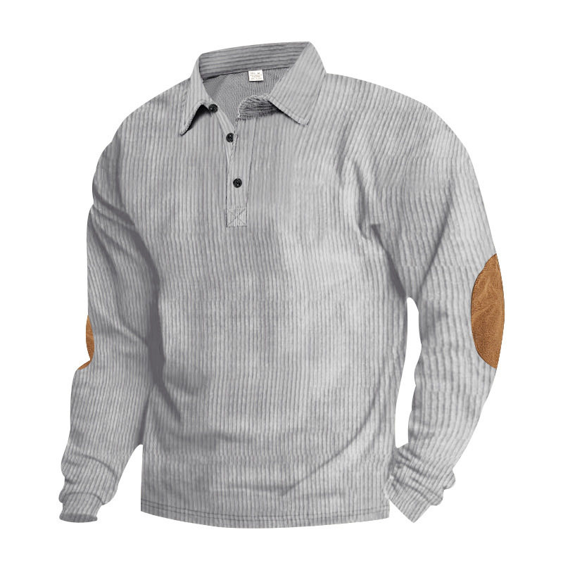 Corduroy Men's Pullover Polo Sweatshirt - Street Style NDF-00016