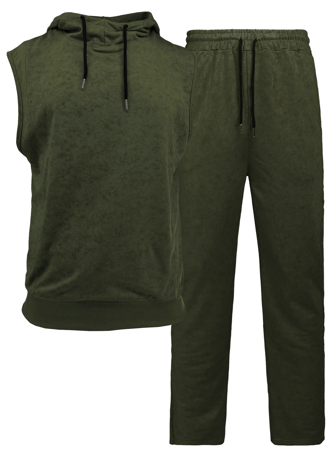 Distressed Athletic Shorts Hoodie Set - Sleeveless Men's Gym Outfit NDF-00044