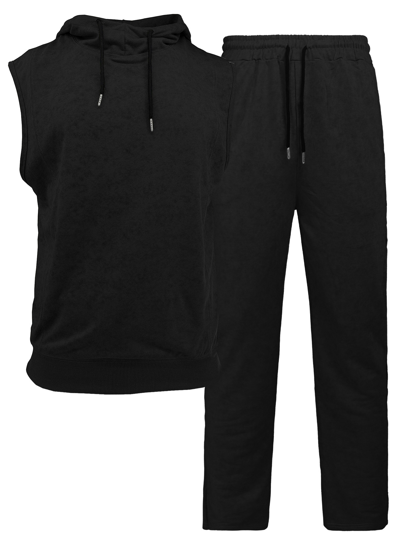 Distressed Athletic Shorts Hoodie Set - Sleeveless Men's Gym Outfit NDF-00044
