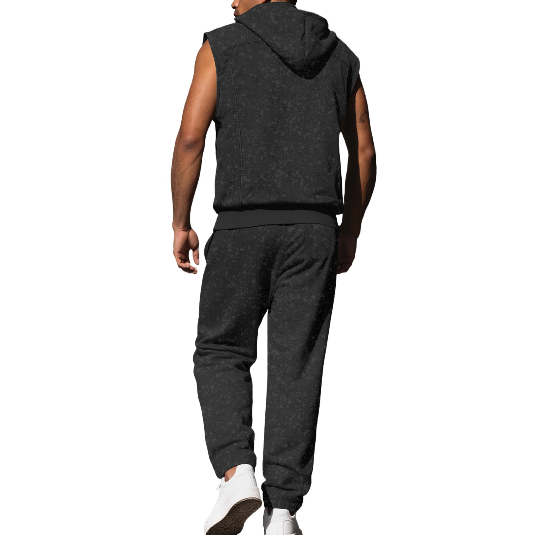 Men's Floral Sleeveless Hoodie Pants Set - Streetwear Fashion NDF-00045