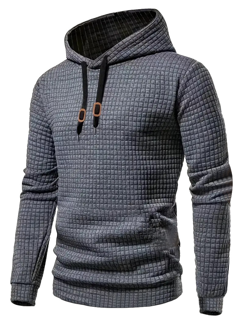 Men's Jacquard Hoodie Sweatshirt with Drawstring - Casual Spring/Autumn NDF-00015