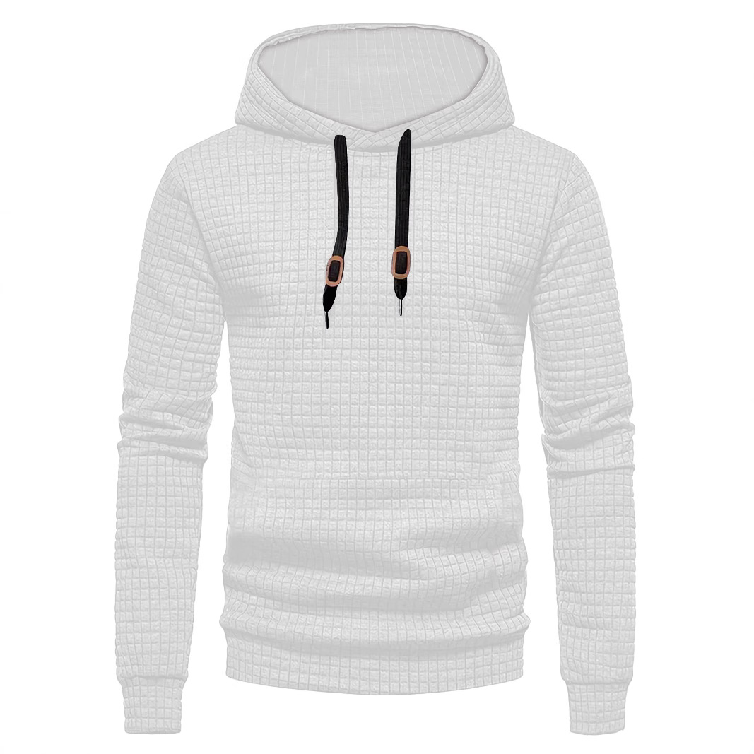 Men's Jacquard Hoodie Sweatshirt with Drawstring - Casual Spring/Autumn NDF-00015