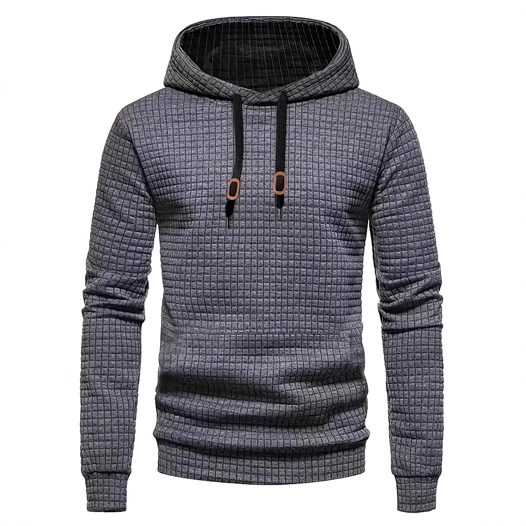 Men's Jacquard Hoodie Sweatshirt with Drawstring - Casual Spring/Autumn NDF-00015