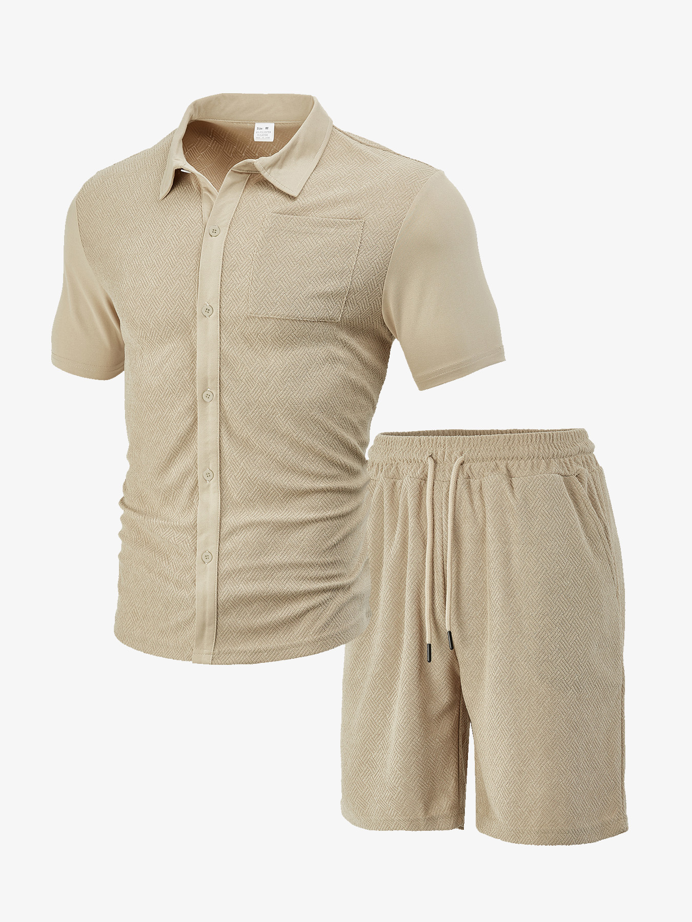 Men's Summer Casual Short Set - Textured Terry Knit NDF-00047