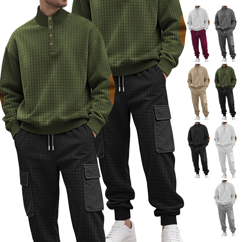 Knit Plaid Pants & Hoodie Set - Casual Two Piece Outfit NDF-00048