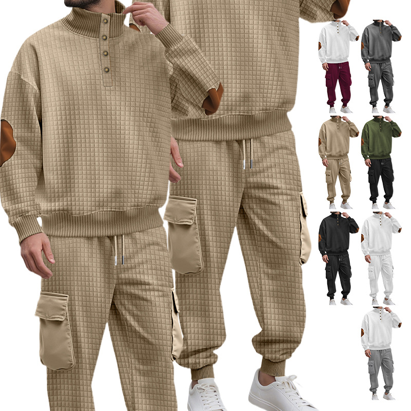 Knit Plaid Pants & Hoodie Set - Casual Two Piece Outfit NDF-00048