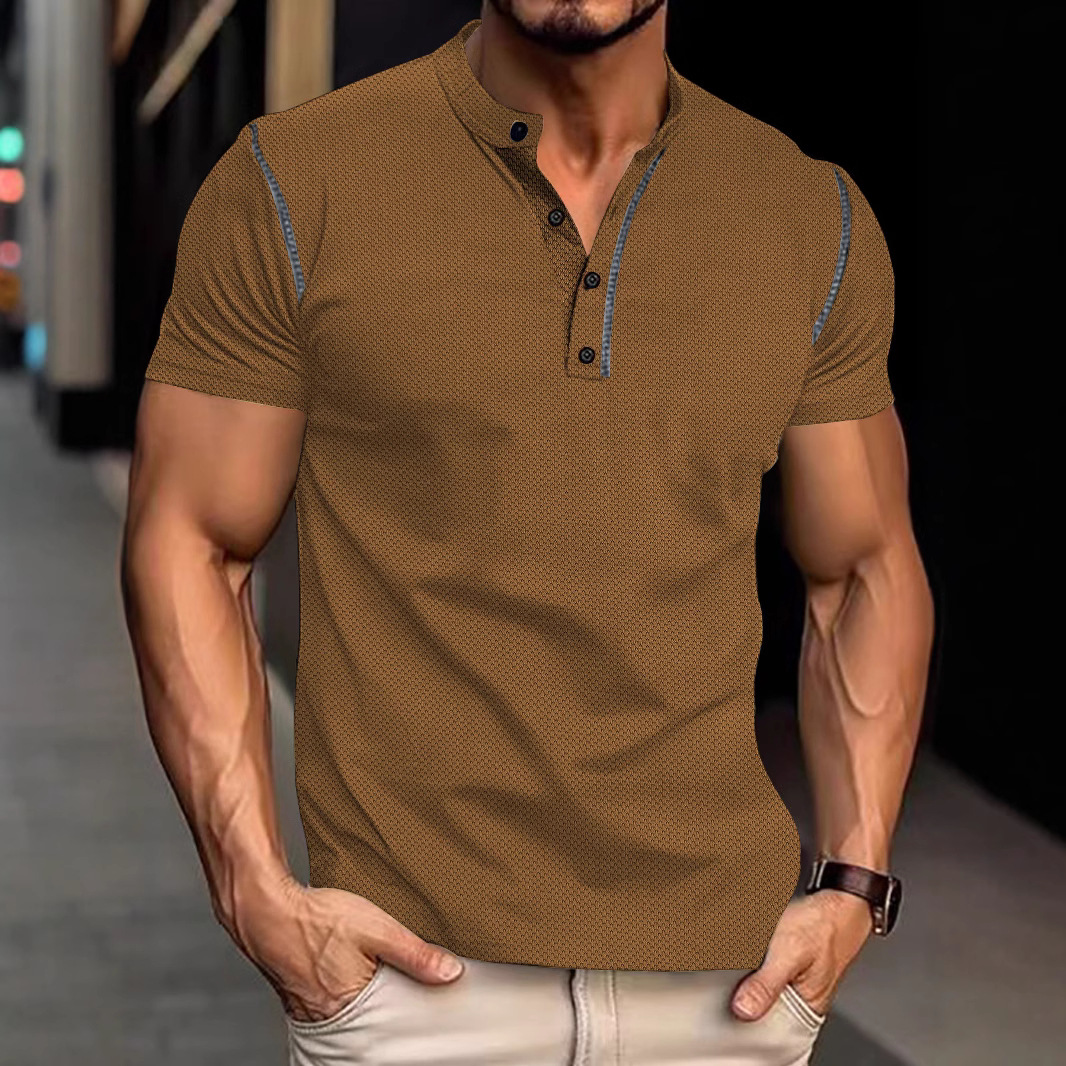 Vintage Color Block Relaxed Fit Pineapple Polo Shirt NDF-00018