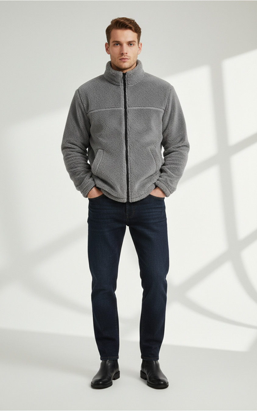 Polar Fleece Couple Jacket Soft Zipper Loose Fit NDF-00013