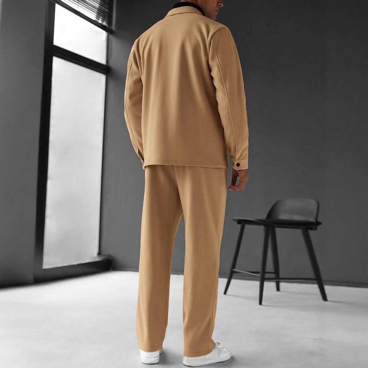 Men's Blazer Pant Suit Set Long Sleeve Lapel Cardigan Loose Fit NDF-00053