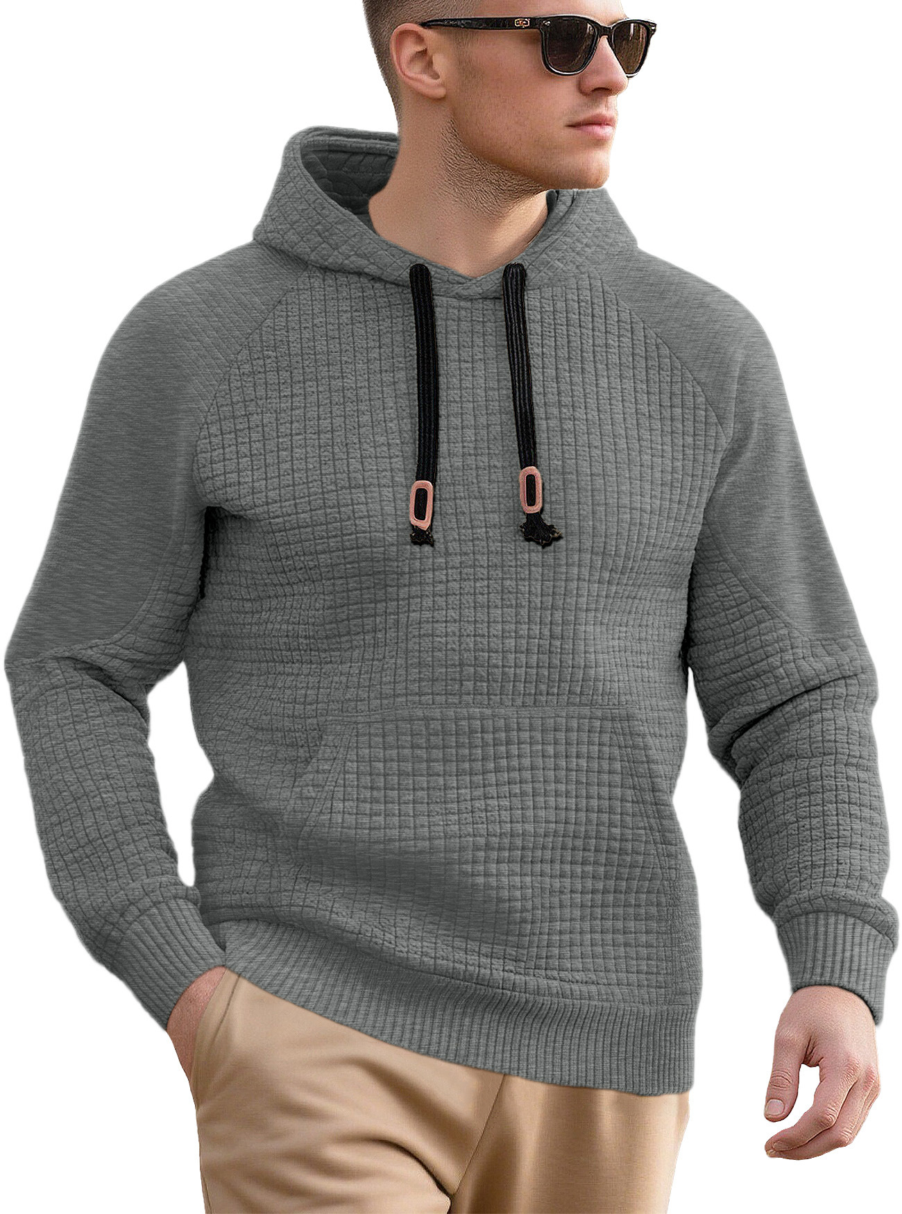 Men's Jacquard Hoodie Sweatshirt Long Sleeve Casual Pullover NDF-00018