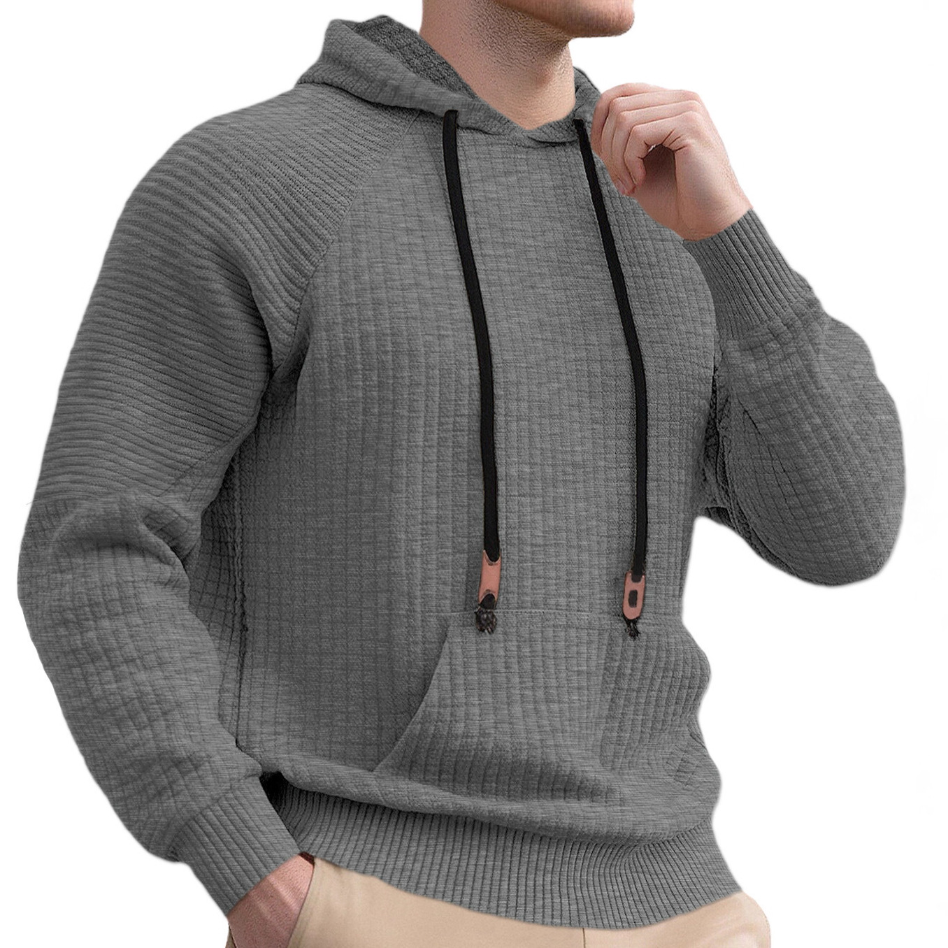 Men's Jacquard Hoodie Sweatshirt Long Sleeve Casual Pullover NDF-00018