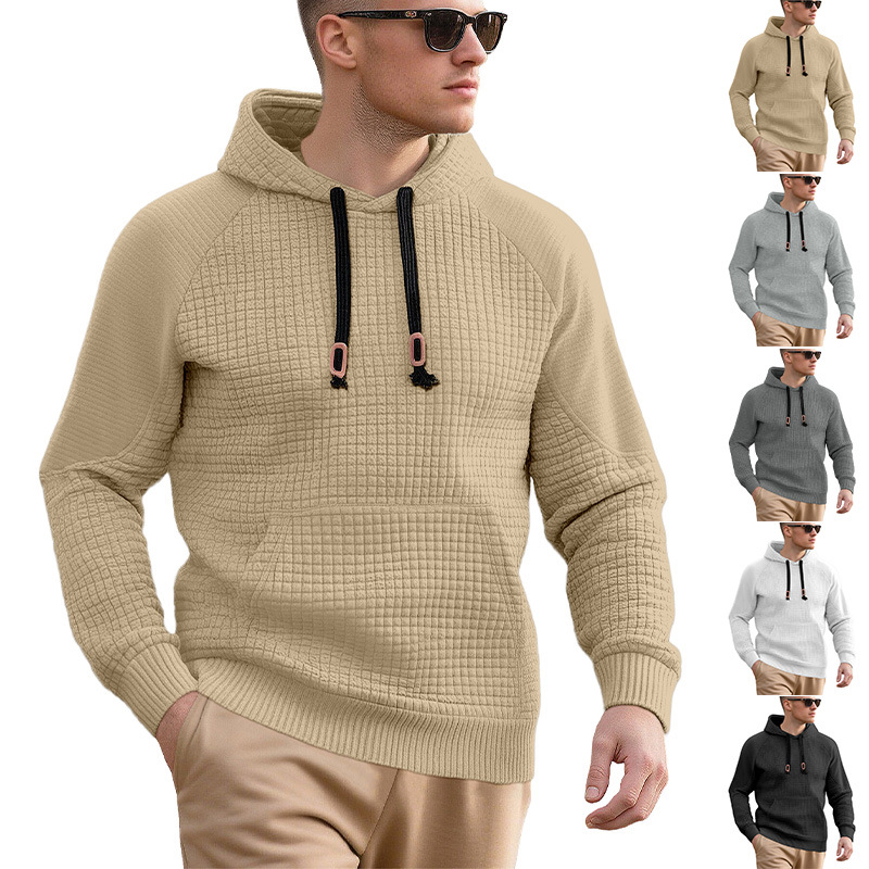 Men's Jacquard Hoodie Sweatshirt Long Sleeve Casual Pullover NDF-00018
