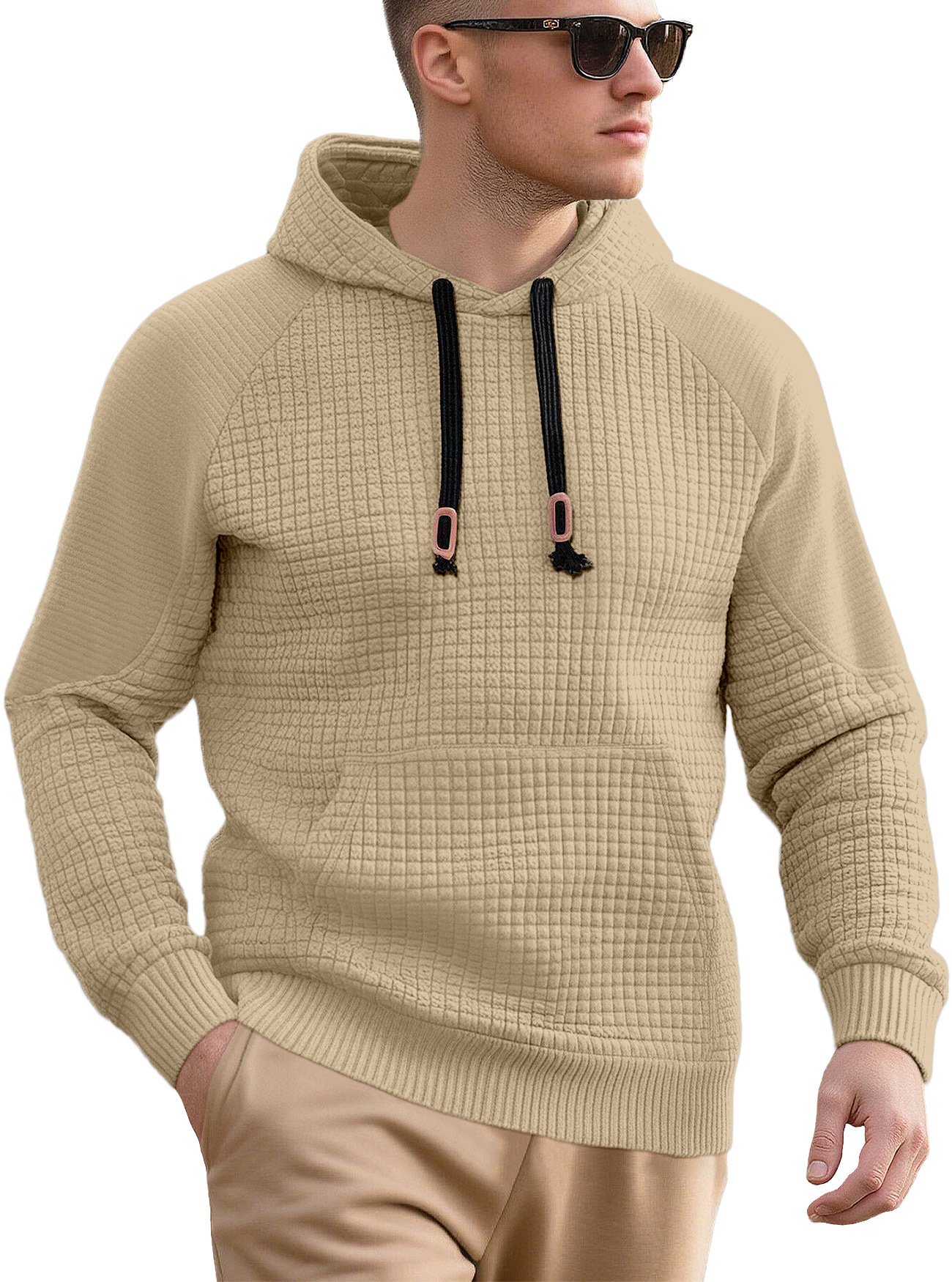 Men's Jacquard Hoodie Sweatshirt Long Sleeve Casual Pullover NDF-00018