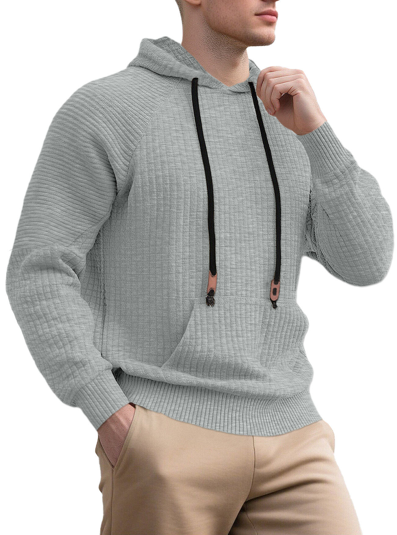 Men's Jacquard Hoodie Sweatshirt Long Sleeve Casual Pullover NDF-00018