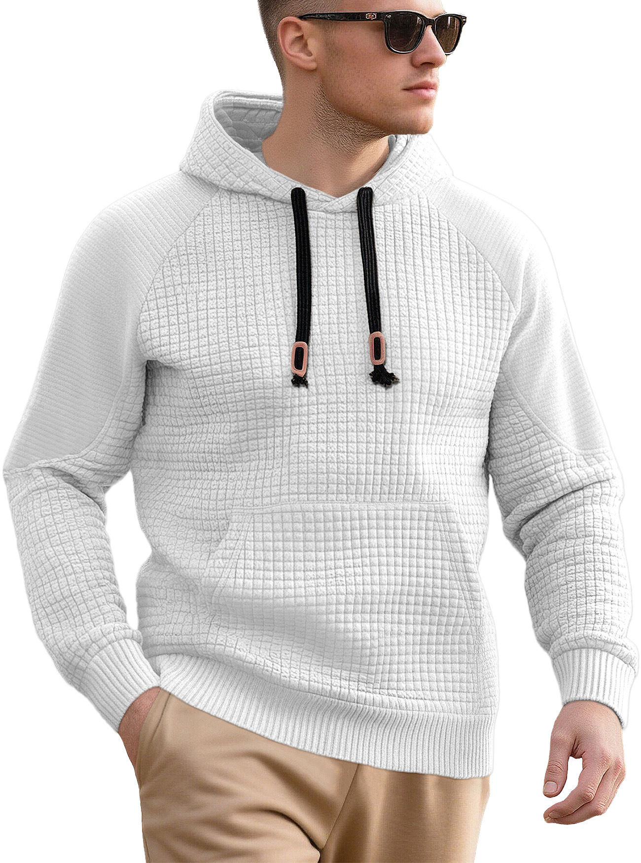 Men's Jacquard Hoodie Sweatshirt Long Sleeve Casual Pullover NDF-00018