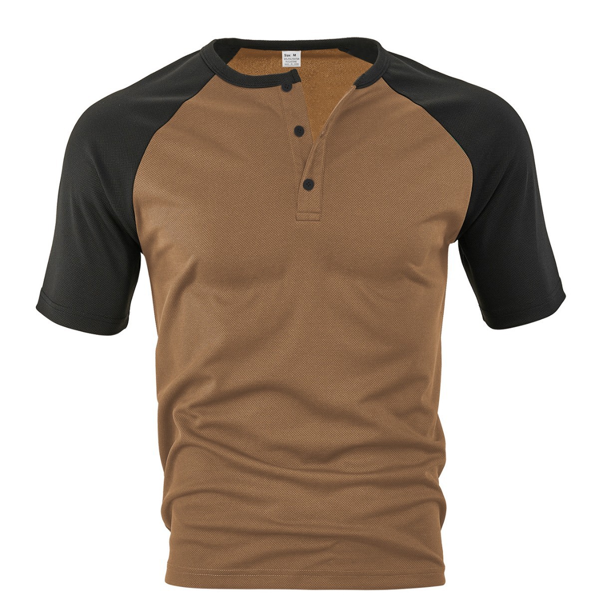 Men's Moisture Wicking Polo Shirt Color Block Short Sleeve Henley NDF-00020