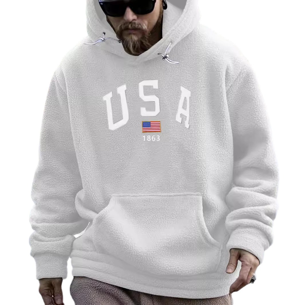 Fleece Hoodie Men's Thickened Casual Embroidered Sweatshirt NDF-00021
