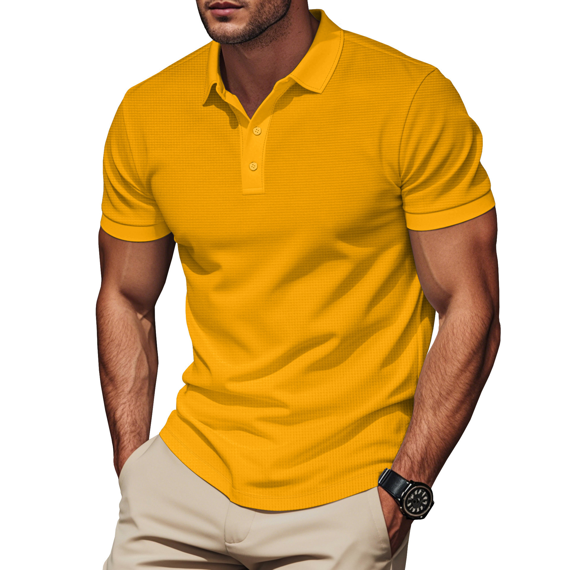 Men's Solid Color Polo Shirt Contrast Collar Short Sleeve NDF-00023