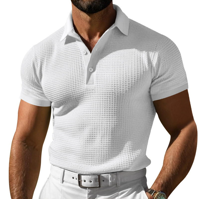 Men's Solid Color Polo Shirt Contrast Collar Short Sleeve NDF-00023
