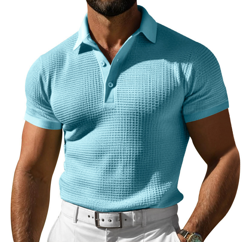 Men's Solid Color Polo Shirt Contrast Collar Short Sleeve NDF-00023
