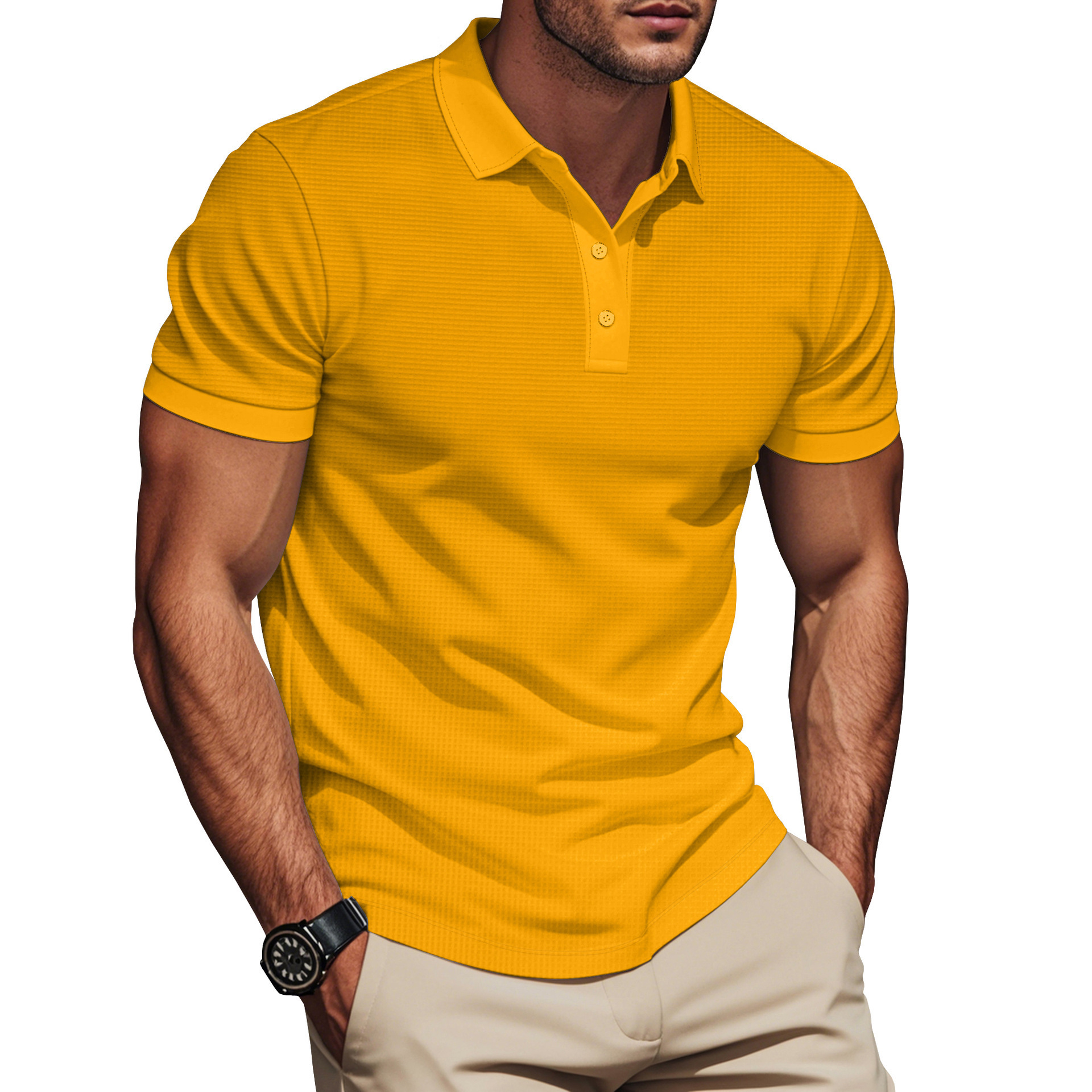 Men's Solid Color Polo Shirt Contrast Collar Short Sleeve NDF-00023
