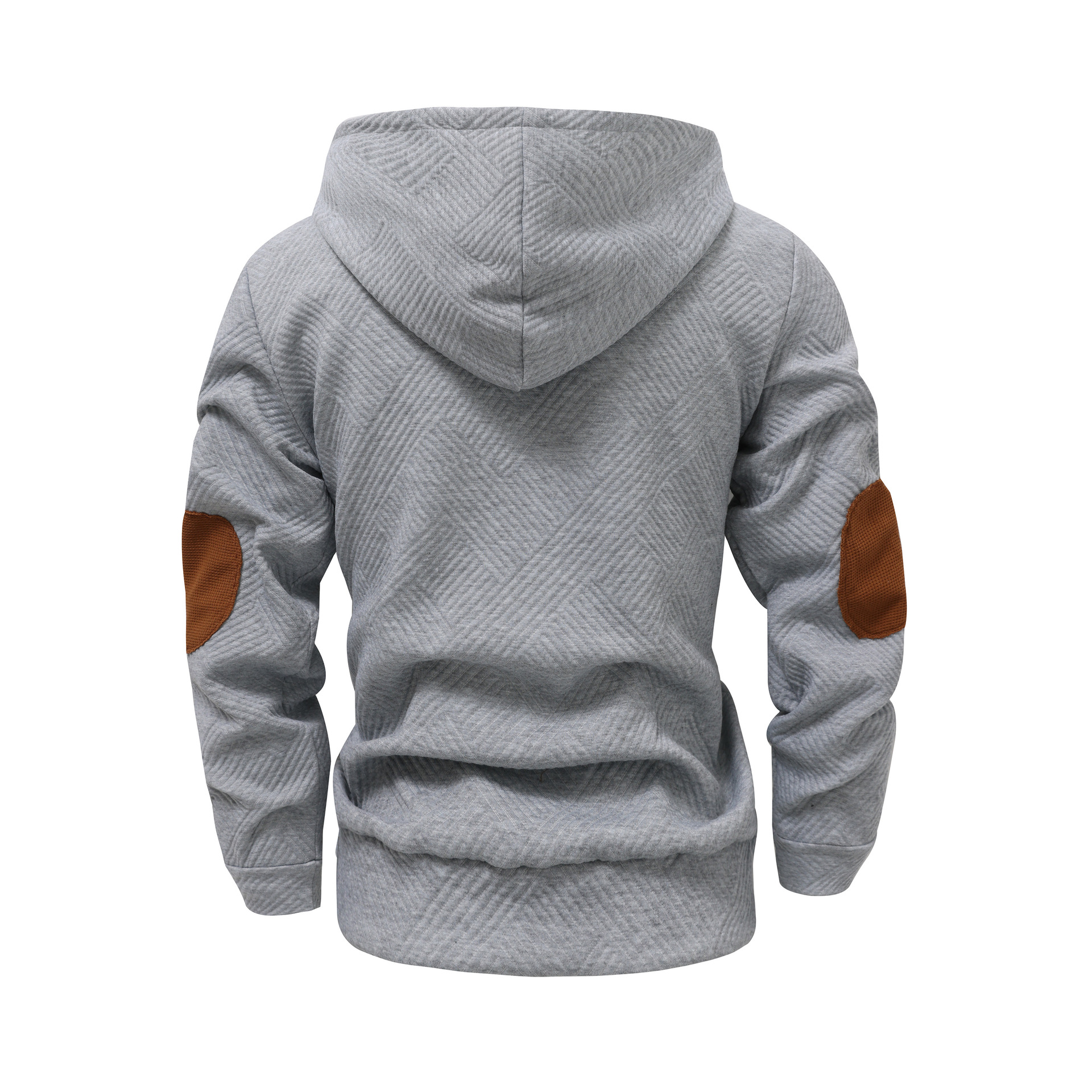 Men's Solid Color Jacquard Hoodie Casual Pullover Sweatshirt NDF-00022
