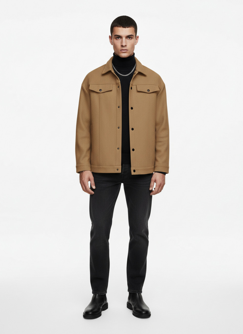 Wool Blend Men's Casual Business Jacket Fall Winter NDF-00017