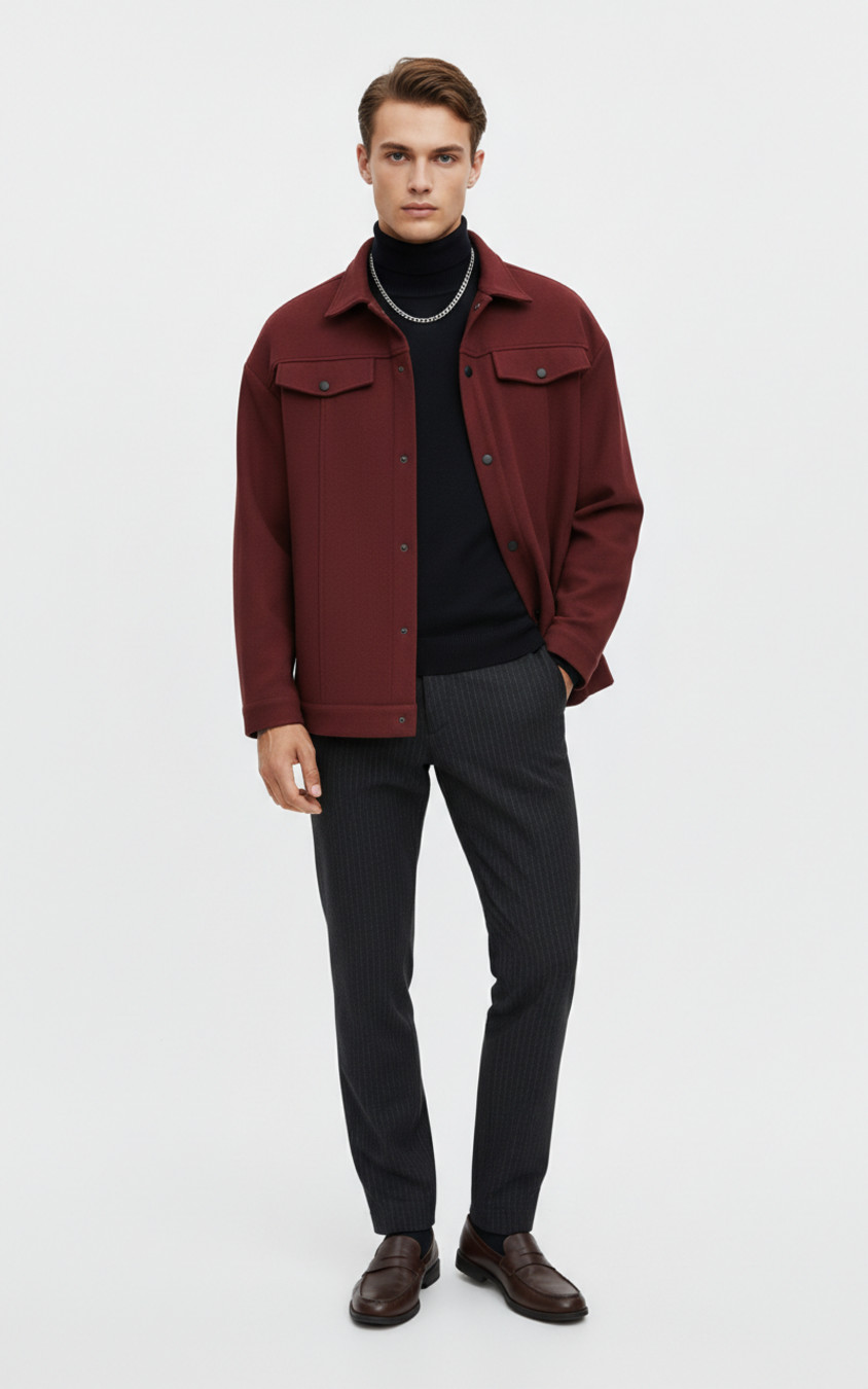 Wool Blend Men's Casual Business Jacket Fall Winter NDF-00017