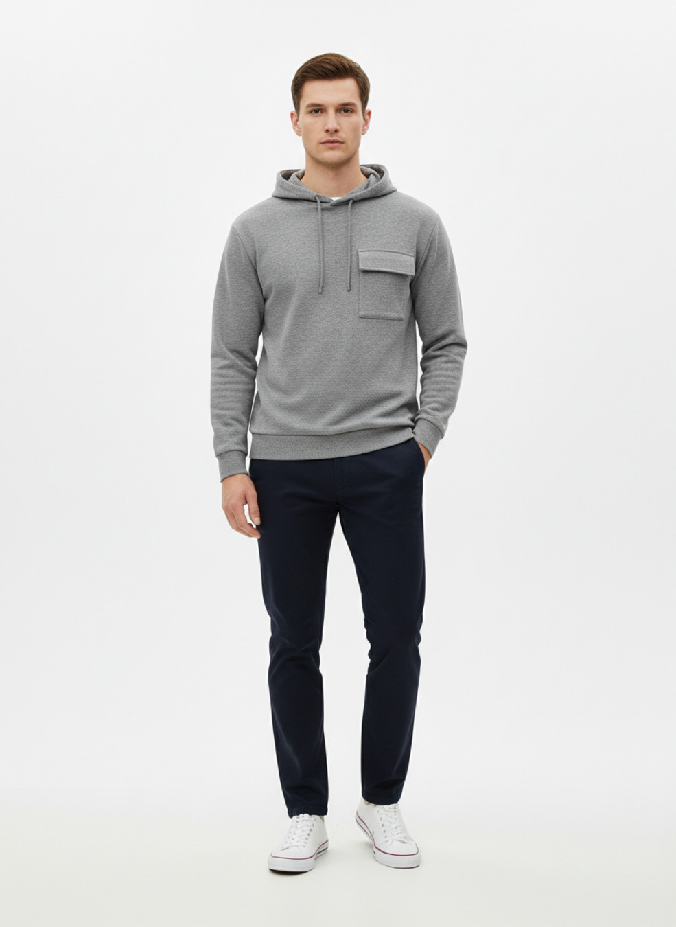 Fleece Pullover Hoodie - Men's Casual Trendy Sweatshirt NDF-00023