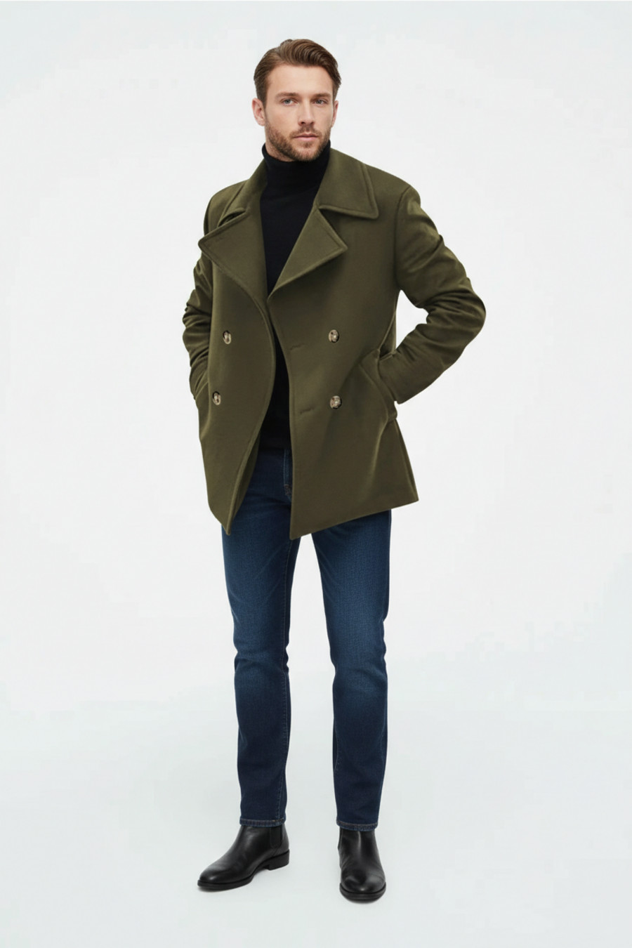 Men's Trench Coat Spring Autumn Overcoat Mid-Length Casual Jacket NDF-00001