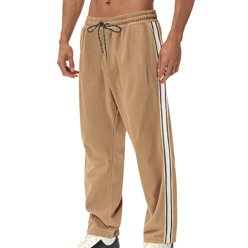 Corduroy Striped Lounge Pants - Relaxed Fit Athletic Trousers NDF-00024