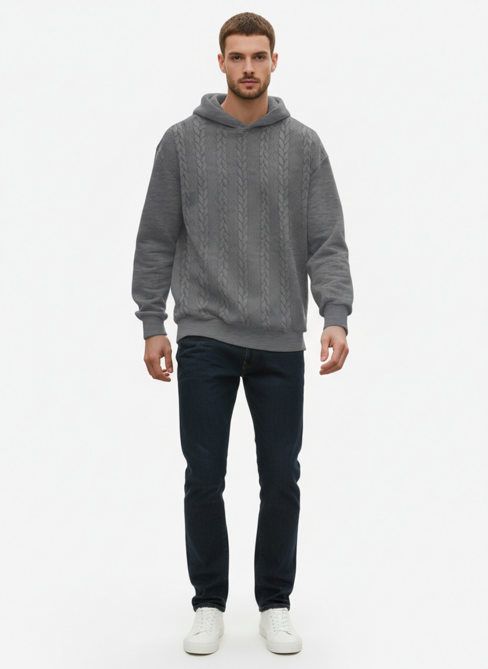 Men's Solid Color Pullover Hoodie Long Sleeve Casual Sweatshirt NDF-00026