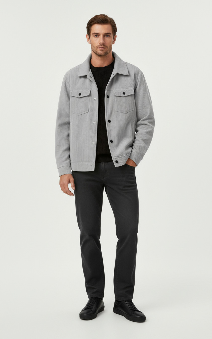 Corduroy Casual Jacket Men Long Sleeve Button Down Shirt with Pockets NDF-00056