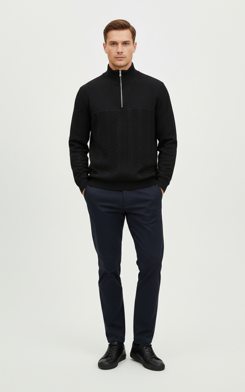 Retro Knit Pullover Sweatshirt - American Style, Relaxed Fit NDF-00027