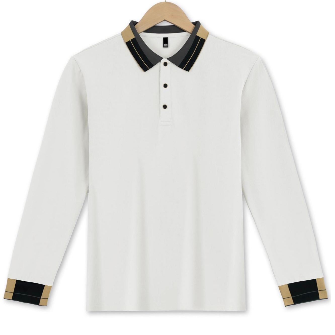Cotton Waffle Knit Long Sleeve Polo Shirt Button Down Casual Fit NDF-00024