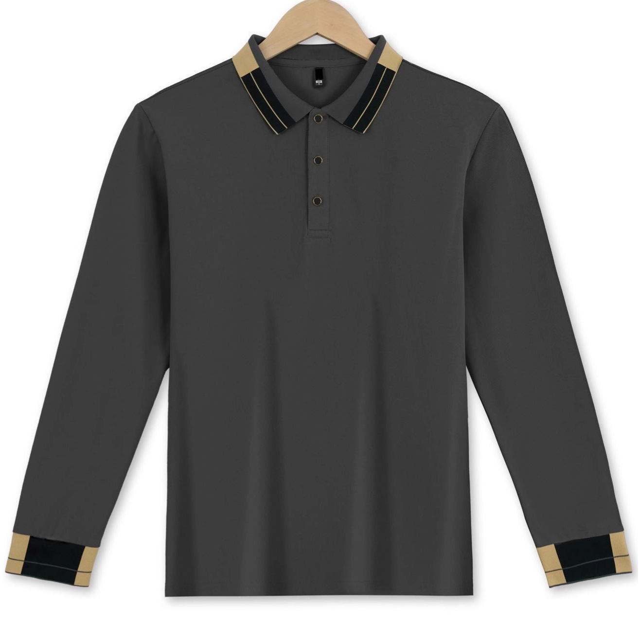 Cotton Waffle Knit Long Sleeve Polo Shirt Button Down Casual Fit NDF-00024