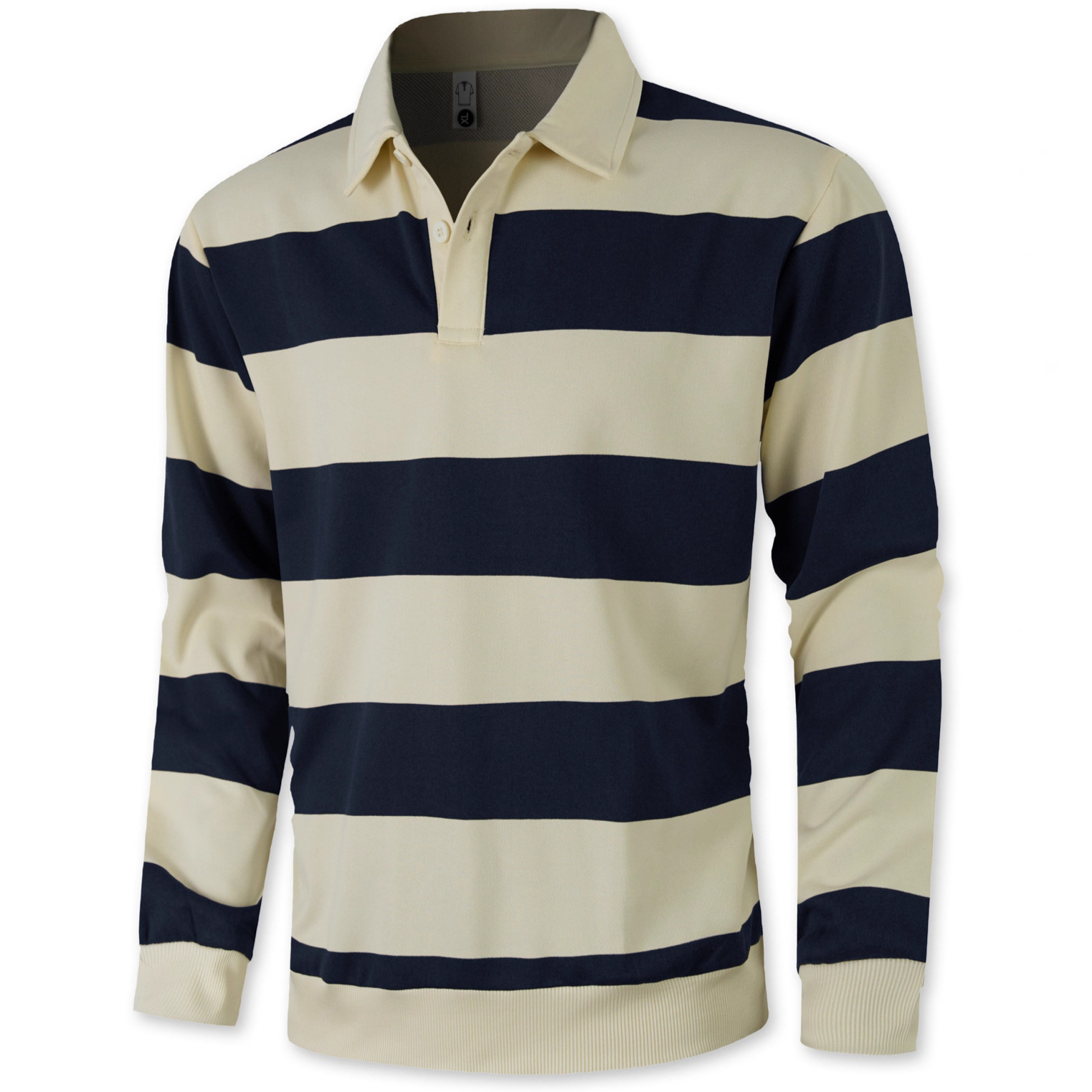 Knit Striped Long Sleeve Polo Shirt - Casual Business Trendy NDF-00025