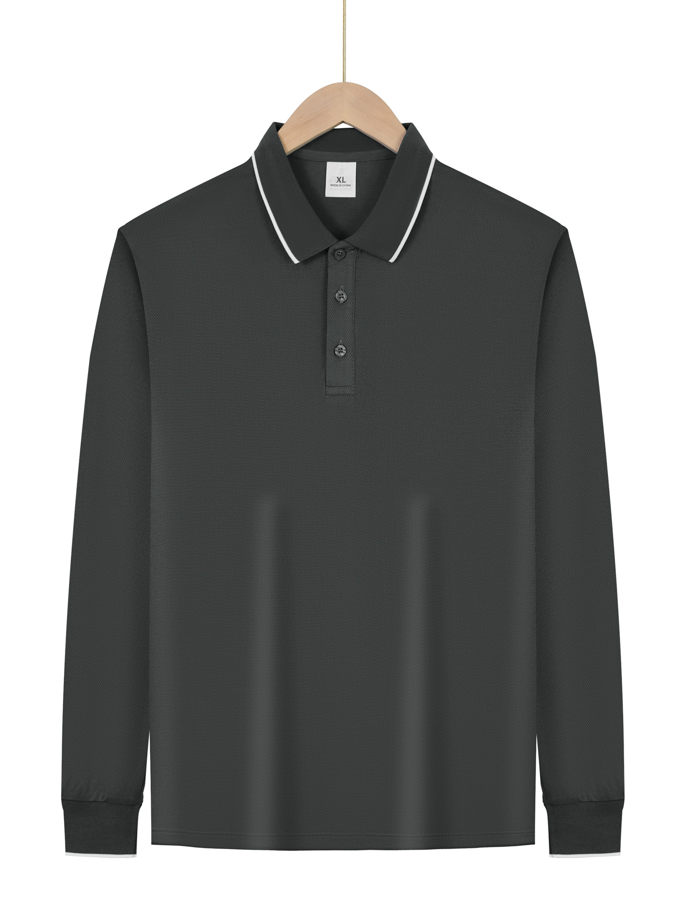 Casual Men's Long Sleeve Polo Shirt - Lightweight Solid Color NDF-00026