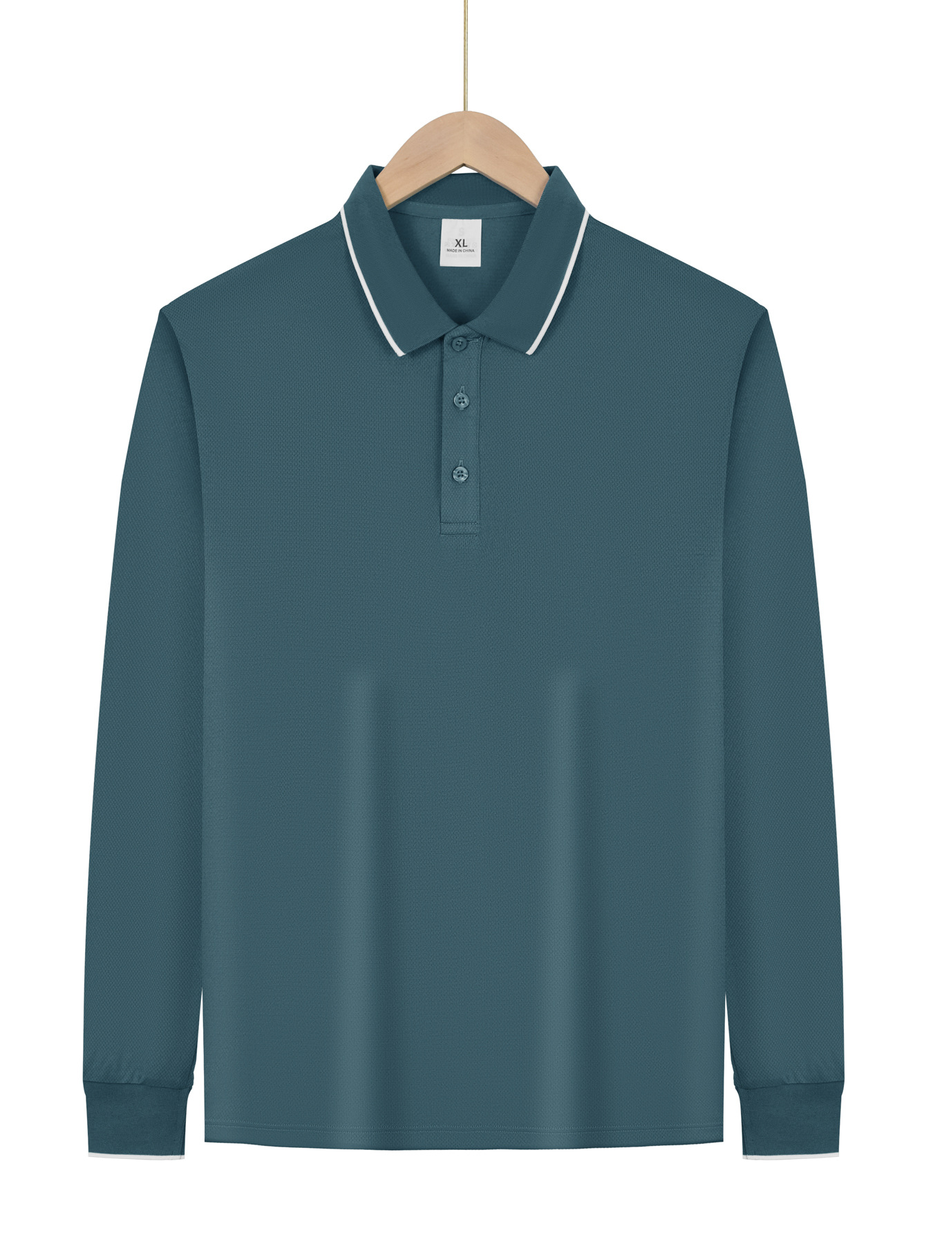 Casual Men's Long Sleeve Polo Shirt - Lightweight Solid Color NDF-00026