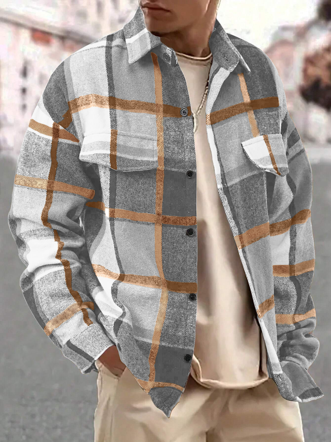 Plaid Flannel Shirt Men Long Sleeve Button Down Casual NDF-00057