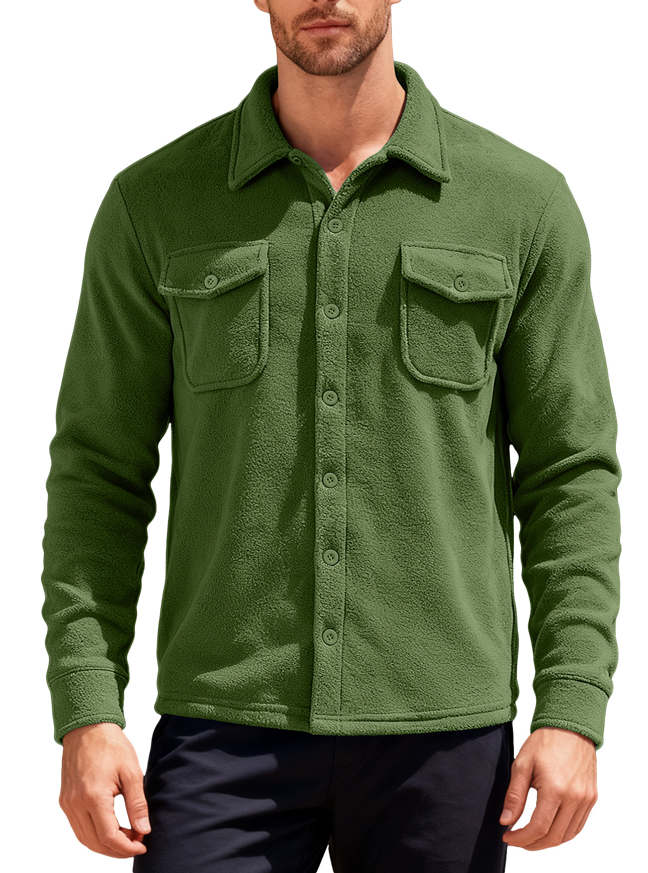 Tactical Fleece Lined Work Shirt Jacket Outdoor Hunting Casual NDF-00019