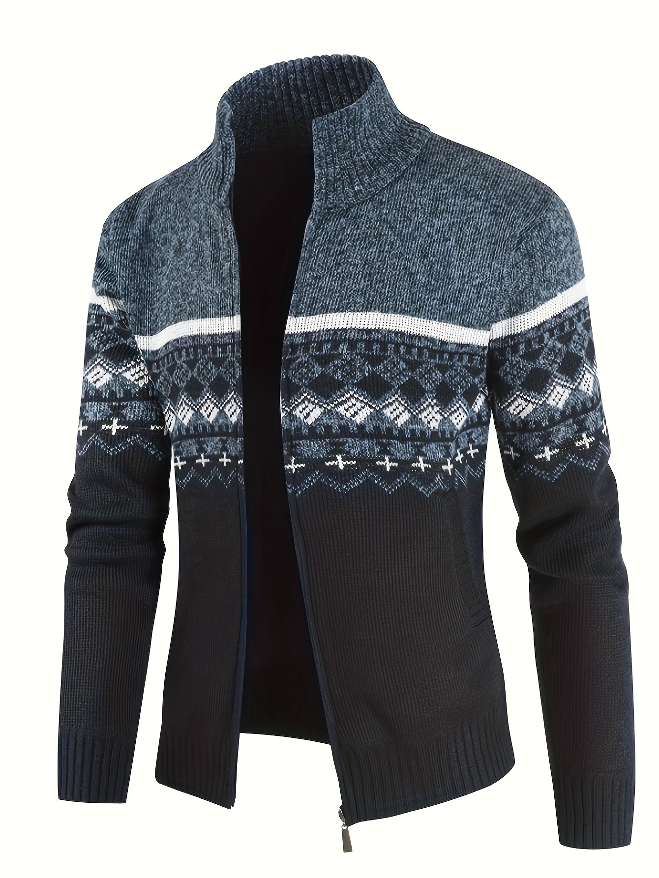 Men's Slim Fit Turtleneck Knit Sweater Thick Cardigan NDF-00002