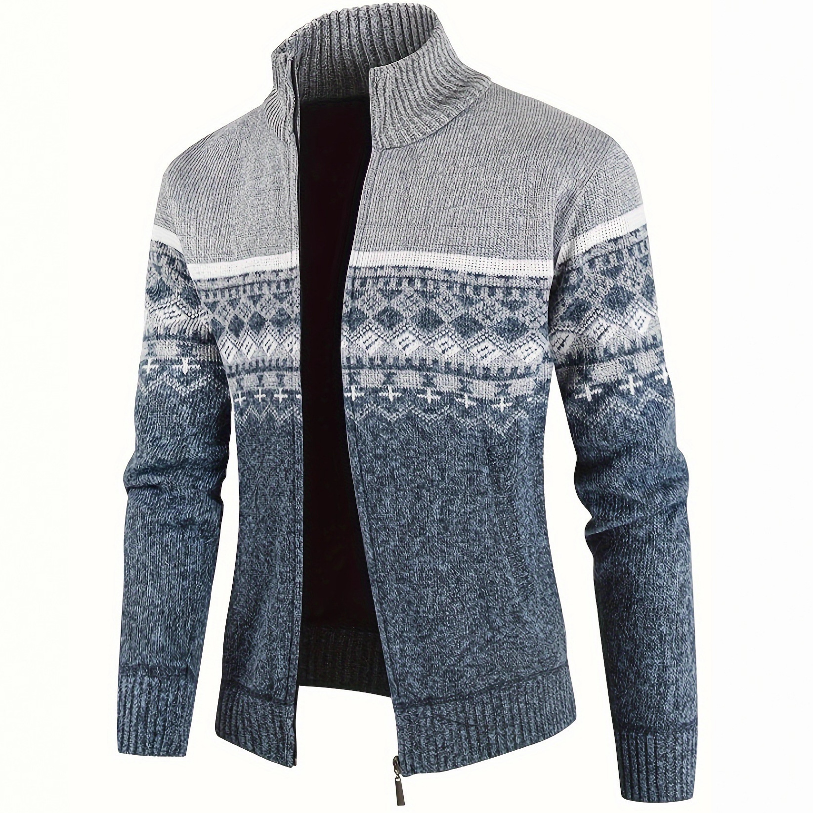 Men's Slim Fit Turtleneck Knit Sweater Thick Cardigan NDF-00002