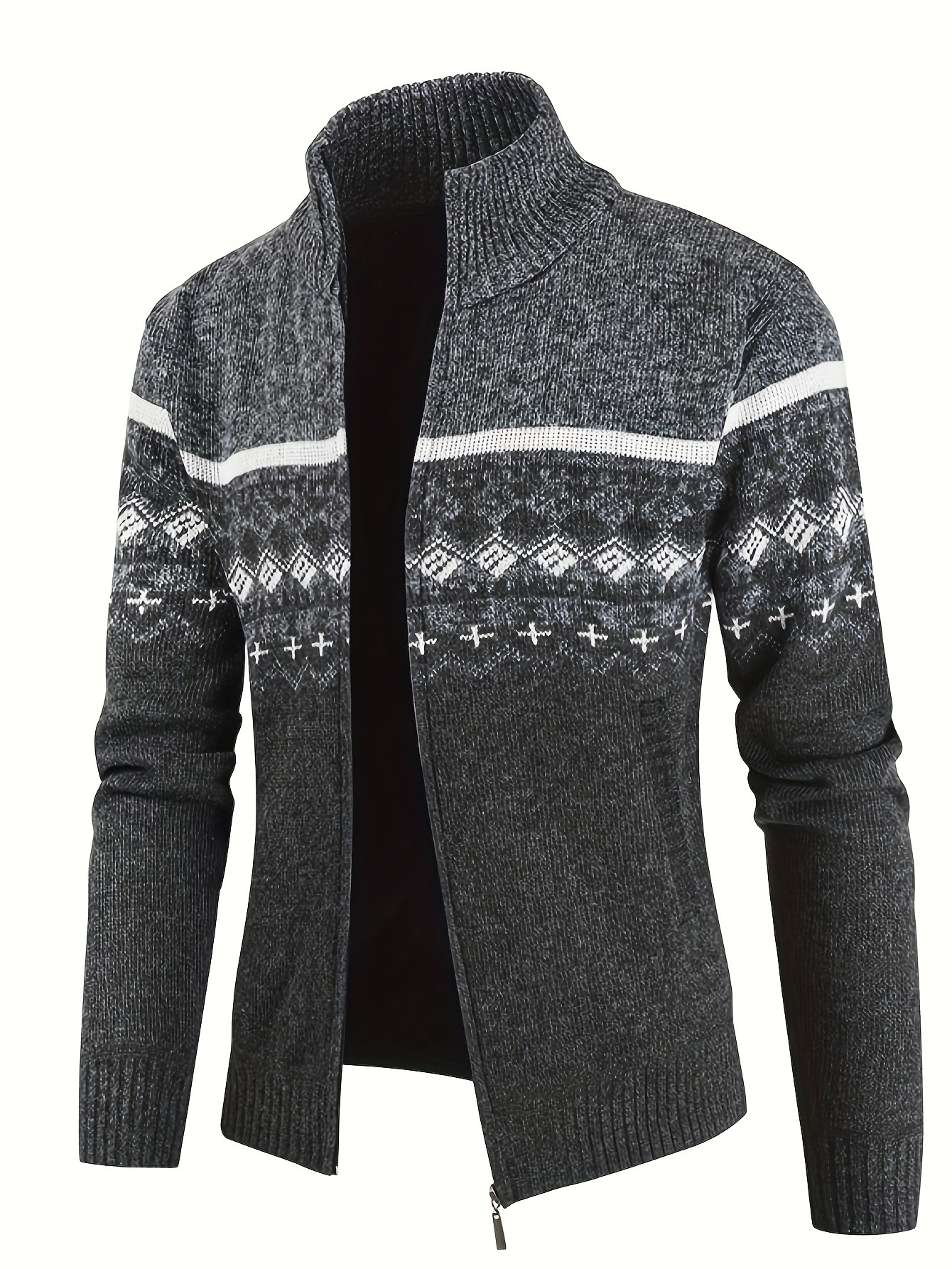 Men's Slim Fit Turtleneck Knit Sweater Thick Cardigan NDF-00002