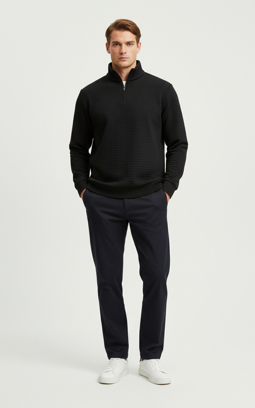 Men's Fall/Winter American Casual Jacquard Half Zip Sweatshirt NDF-00030