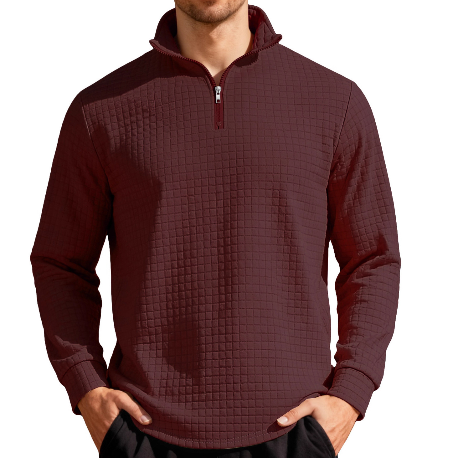 Men's Fall/Winter American Casual Jacquard Half Zip Sweatshirt NDF-00030