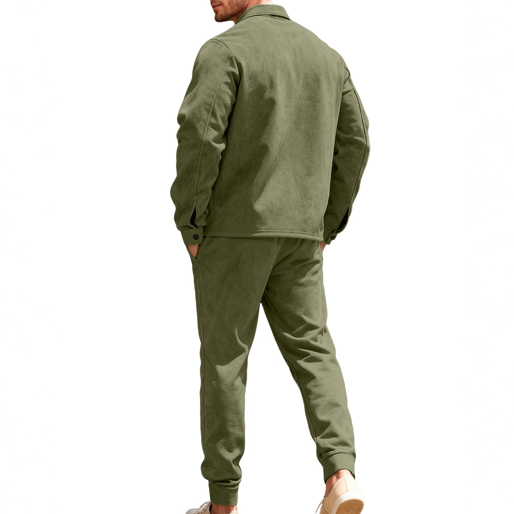 Suede Men's Tracksuit Fall Winter Casual Jacket Pants Set NDF-00062