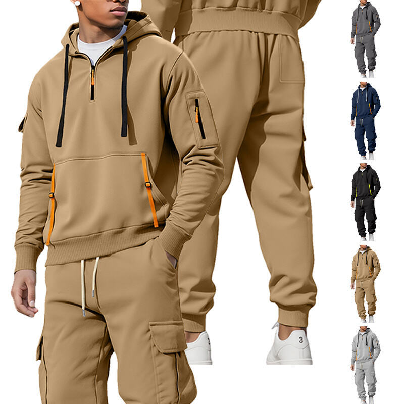 Fleece Lined Men's Hoodie & Cargo Pants Set NDF-00063