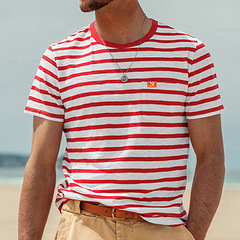 Men's Striped Crew Neck T-Shirt - Summer Casual Business NDF-00022
