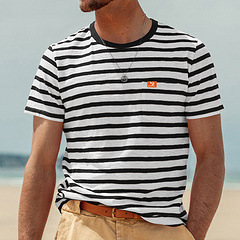 Men's Striped Crew Neck T-Shirt - Summer Casual Business NDF-00022